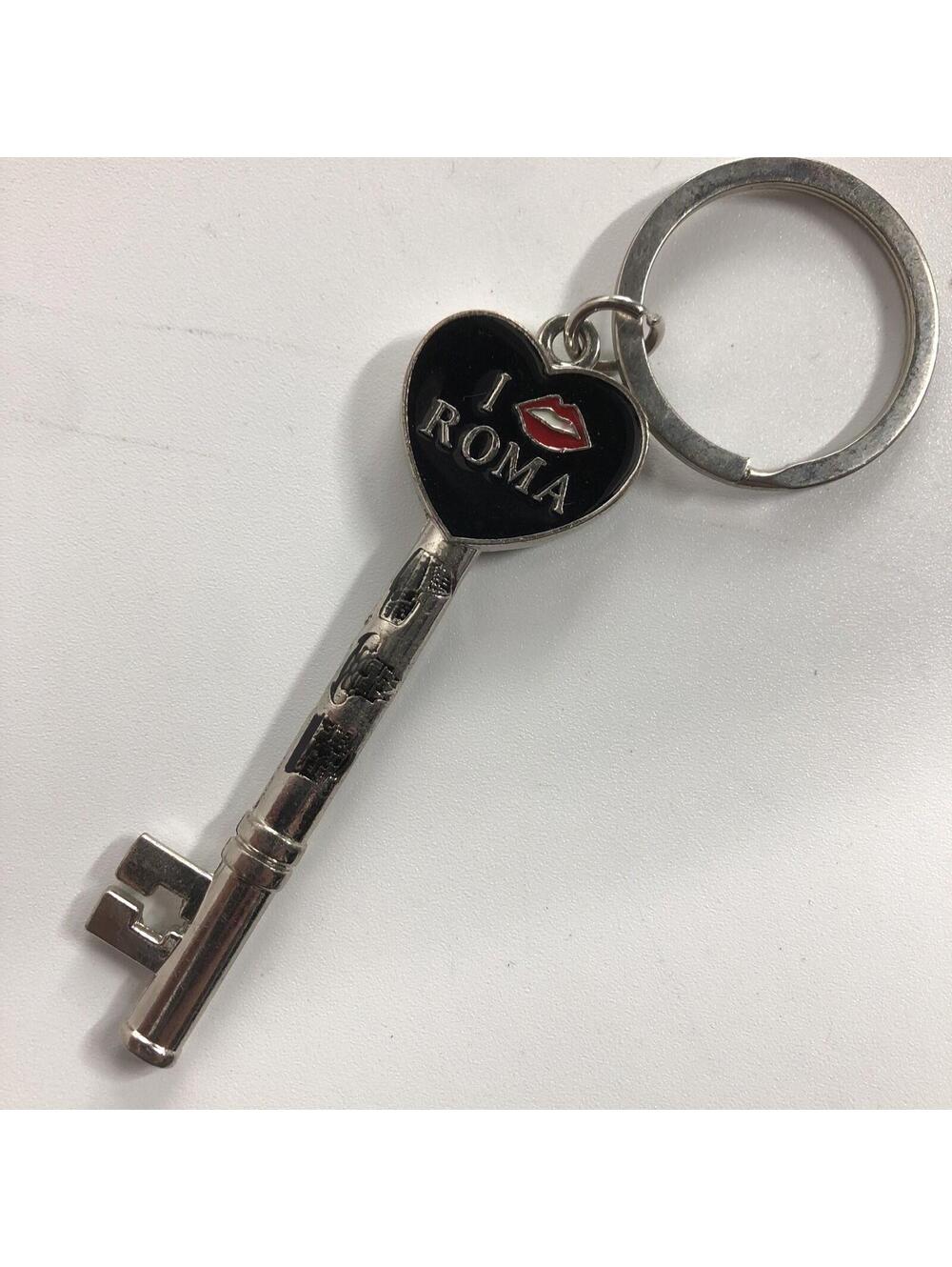 I Heart Roma Keychain vintage Italy double sided key heart love flag colloseo